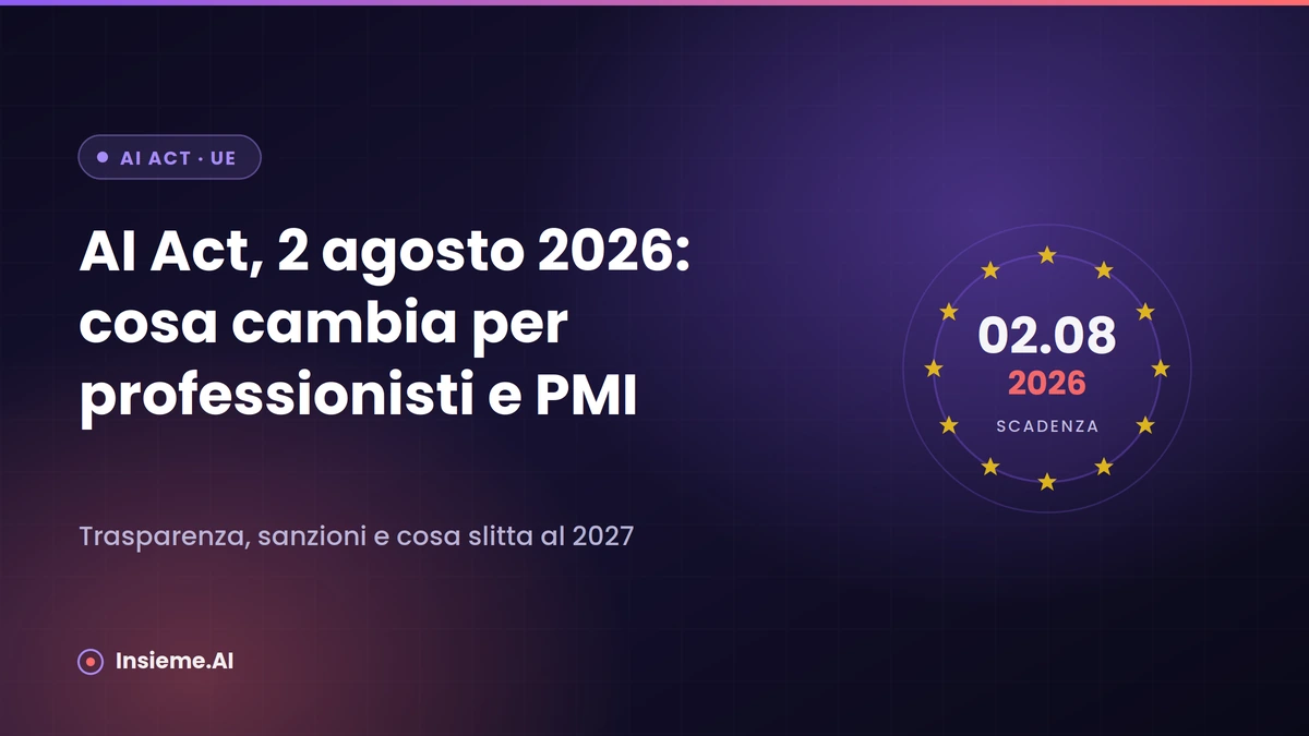 Scadenza AI Act del 2 agosto 2026 per professionisti e PMI italiane