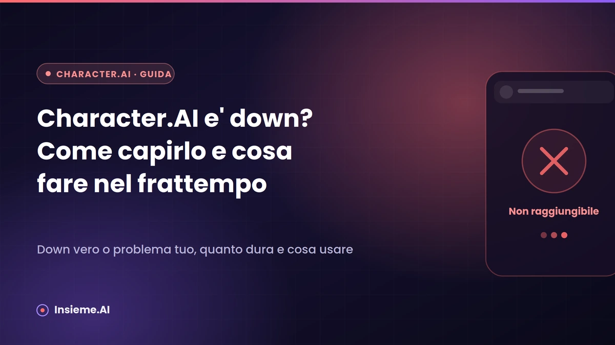 Character.AI non raggiungibile su uno schermo di telefono