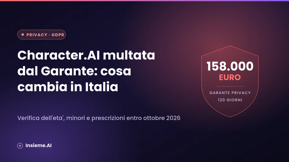 Provvedimento del Garante privacy su Character.AI e tutela dei minori