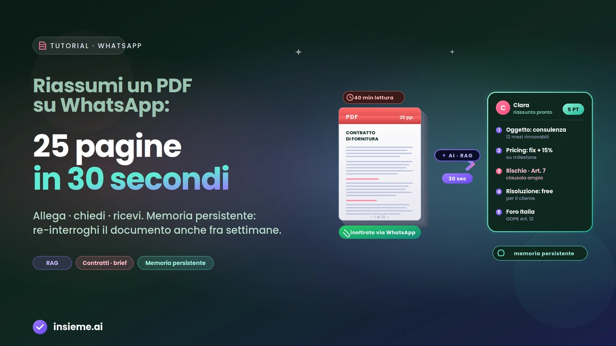 Tutorial riassumere PDF su WhatsApp con Insieme.AI