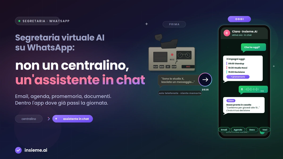 Segretaria virtuale AI che gestisce email e agenda dentro WhatsApp