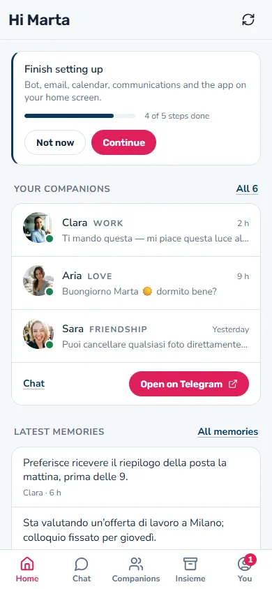 The same app on a phone, with the tab bar at the bottom
