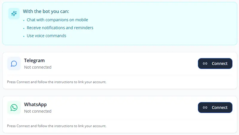 Settings - Bot linking