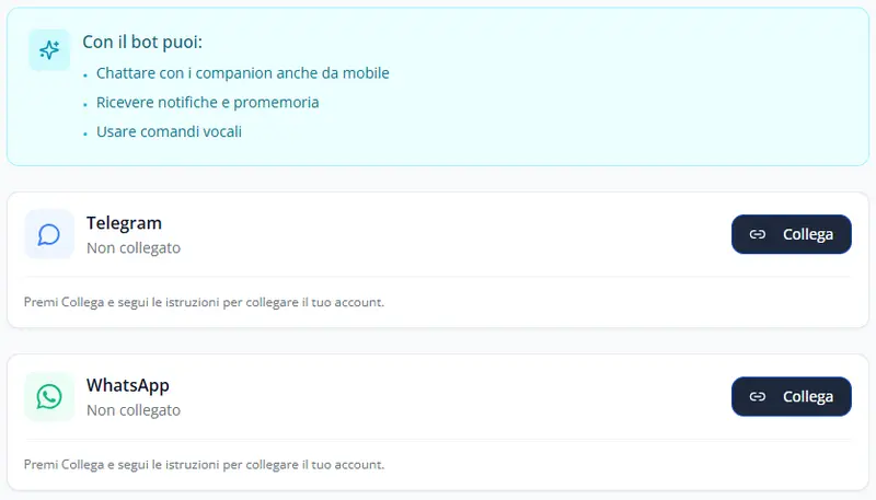 Impostazioni - Collegamento bot