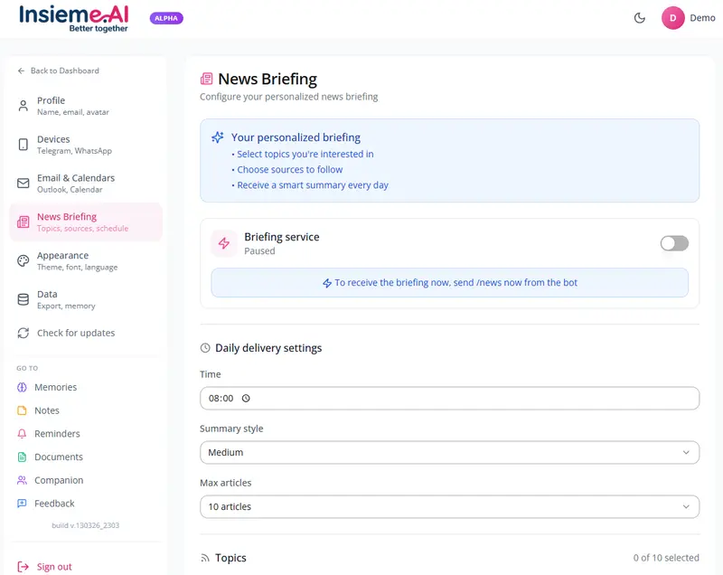 Settings - Daily News